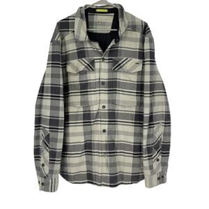Stio Mens Insulated Flannel Snap Shirt Jacket Grey Size XXL Cold Weather Gear